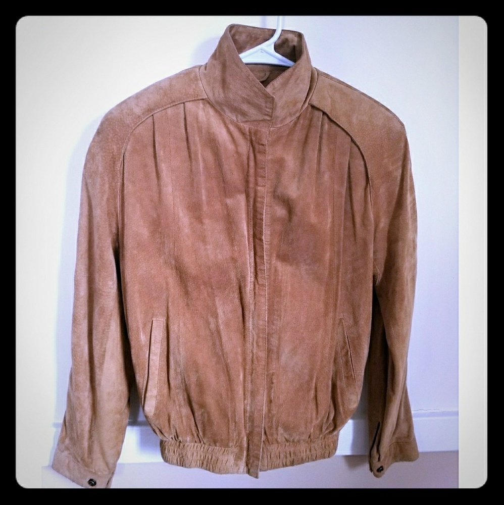 Vintage suede bomber with zip-in liner